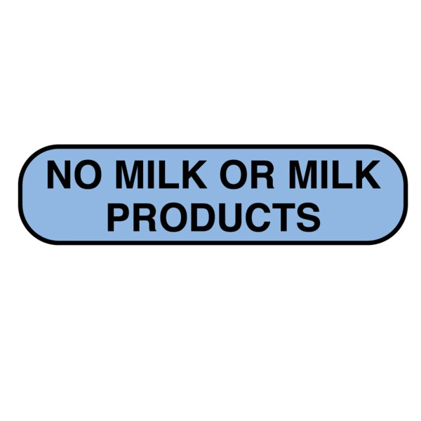 No Milk Or Milk Products Label 5/16 x 1-1/4"